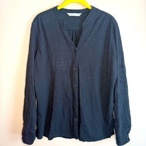 WOOLRICH SOFT SUMMER BLACK KNIT BUTTON-DOWN SHIRT LONG SLEEVES Cotton SZ/LG